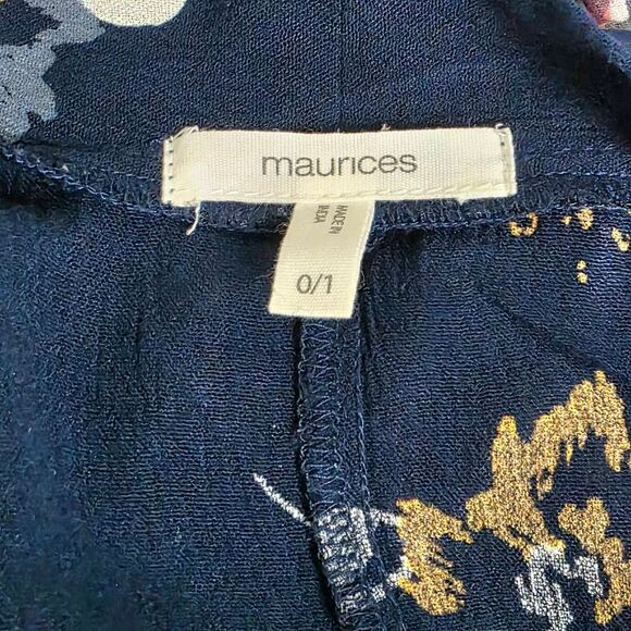 Maurices Navy Floral Kimono Cardigan 0/1 - Picture 8 of 10